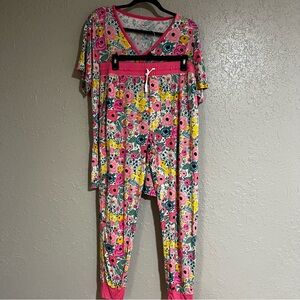 Little Sleepies Secret Garden Floral Womens Pajama Set Size XL